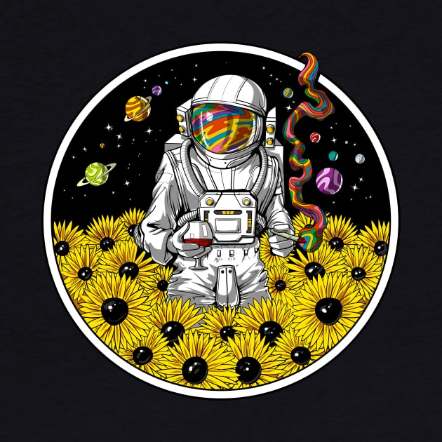 Psychedelic Sunflowers Astronaut by underheaven